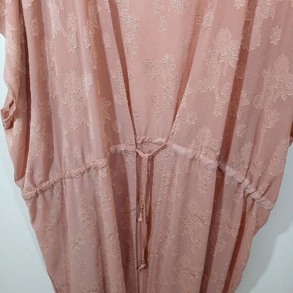 Pink Floral Sheer Longline Open Tie Front Cover - Picture 9 of 9
